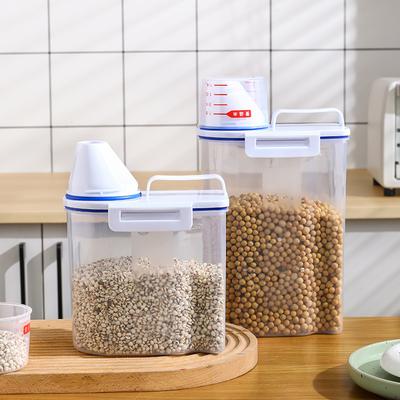Küchenbedarf Lebensmittelaufbewahrungseimer 1,5/2 kg Tragbarer Feuchtigkeitsdichter Vorratsbehälter mit Messbecher Lebensmitteleimer Plastikbehälter