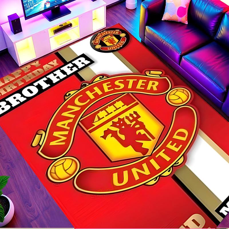 Manchester United F.C Print Rug, Washable Floor Carpet, For Entryway Dorm Laundry Room Office Study, Home Decor Birthday Christmas Gift