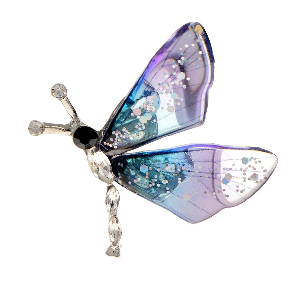 Transparent Color Butterfly Brooches for Women Rhinestone Insect Pin 3 Color Available Allpy Material Winter Jewelry