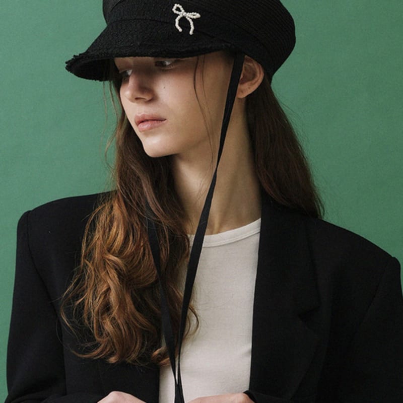 Marchen Pearl ribbon sailor cap_2color