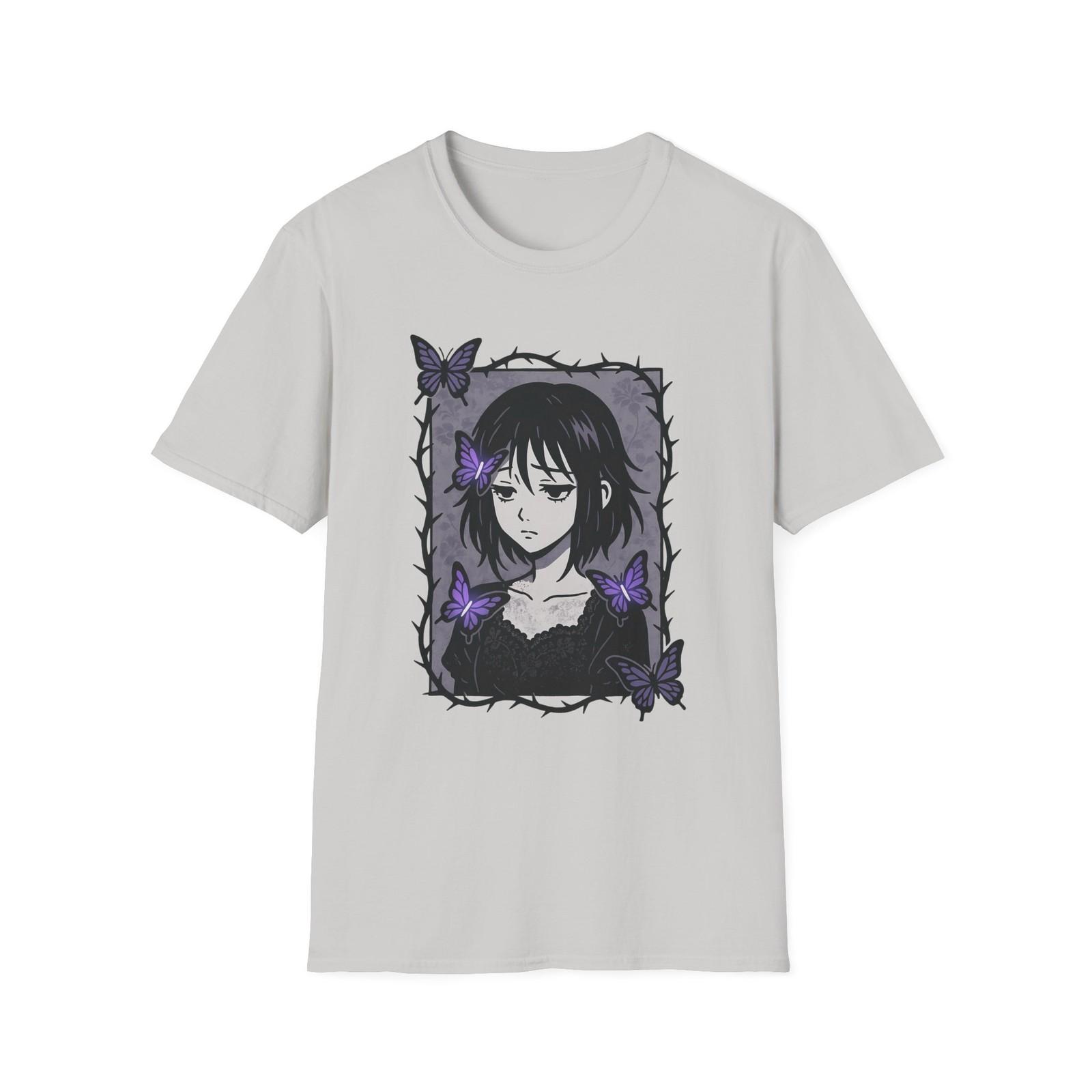 Unisex Soft-style Gothic Fantasy T-Shirt Mens Womens Tees Top butterfly/ thorns S