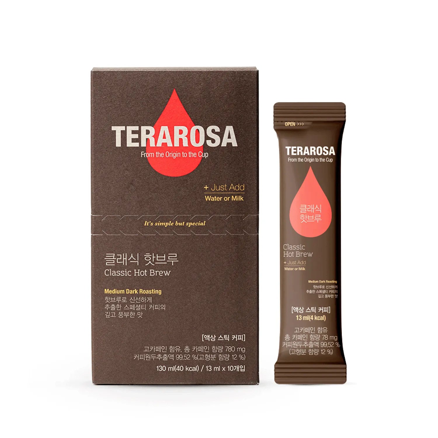 TERAROSA Hot Brew Liquid Stick Coffee #Classic 10 Sticks 1pack