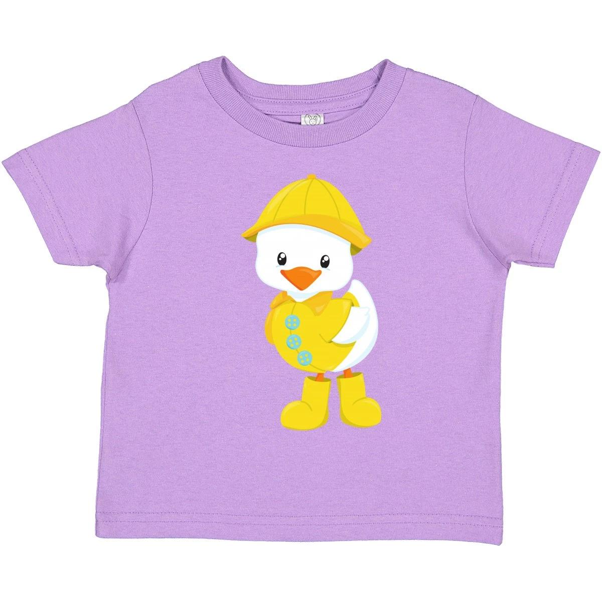 Inktastic Cute Duck, Baby Duck, Duck In Raincoat, Rain Toddler kids boys T-Shirt Little 150