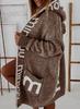 2025 Autumn/Winter Women's Hooded Letter Knit Cardigan Sweater - European & American Cross-Border Style