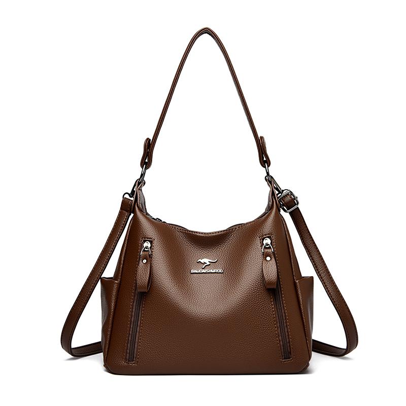 

Women s Simple Solid Color Tote Bag Fashionable Shoulder Bag Multi Pocket Casual Daily Crossbody Bag Suitable for Daily Use and Shopping 30cm*13cm*25cm коричневий