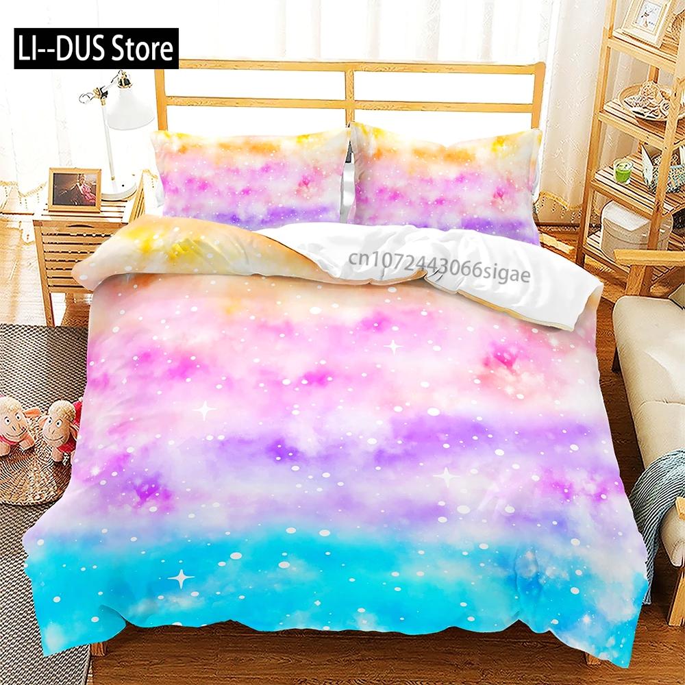 

Rainbow Gradient Bedding Set Gradient Colors Duvet Cover with Pillowcases Single Twin Full Queen King Girl Kids Quilt Cover US Queen(228*228cm)3pcs