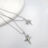 Fashion Four-Pointed Star Necklace Clavicle Chain Smooth Cross Pendant Necklace Wedding Party Jewelry for Women Girls