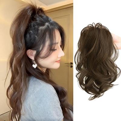 Wasserfall-Perücke mit halbgebundenem Pferdeschwanz, Grab-Style-Pferdeschwanz-Perücke, synthetische Perücke, flauschig und natürlich, geeignet für tägliche Zusammenkünfte