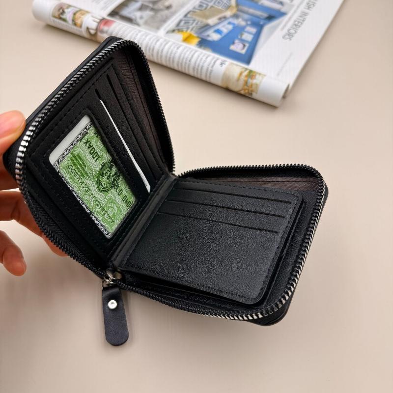 1Pc Men Wallets Leather Zipper Purse Man Slim Card Horders Quality Male Short Multi-Card Wallet Coin Pocket Purse