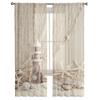 Fishing Net Starfish Lighthouse Beach Wooden Tulle Sheer Window Curtains for Living Room Bedroom Voile Organza Curtains Drapes