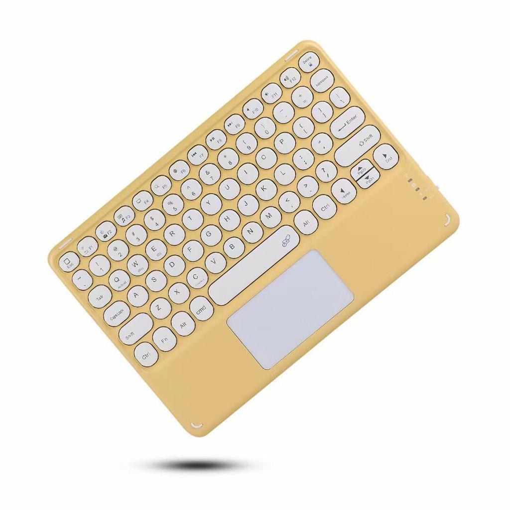 Universal Bluetooth Keyboard for 10-11 Inch Tablets: Compatible with iPad, Samsung, Huawei, Lenovo. Features Round Keys and Touch Color.