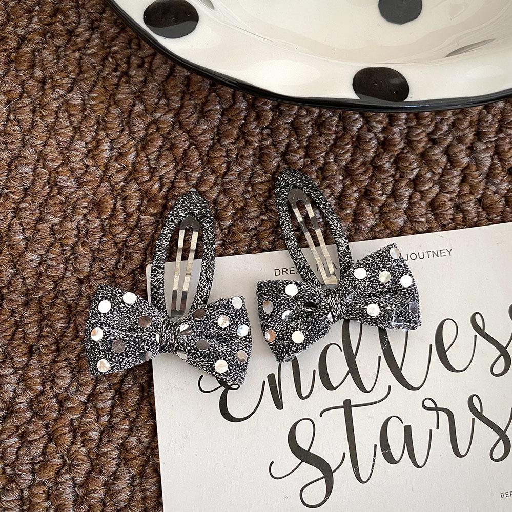 Silver-Gray Sequin Bow Hair Clip for Kids