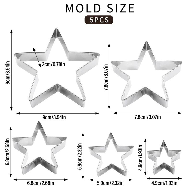 5PCS Heart Shaped Cookie Cutter Set Molds for Valentines Day Cake Baking Tools Stainless Steel Heart Cutter Valentine's Day Gift