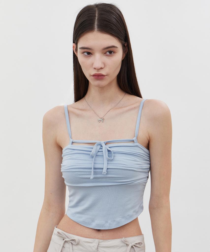 ITOV SEOUL Ribbon Shirred Bustier Top Bl