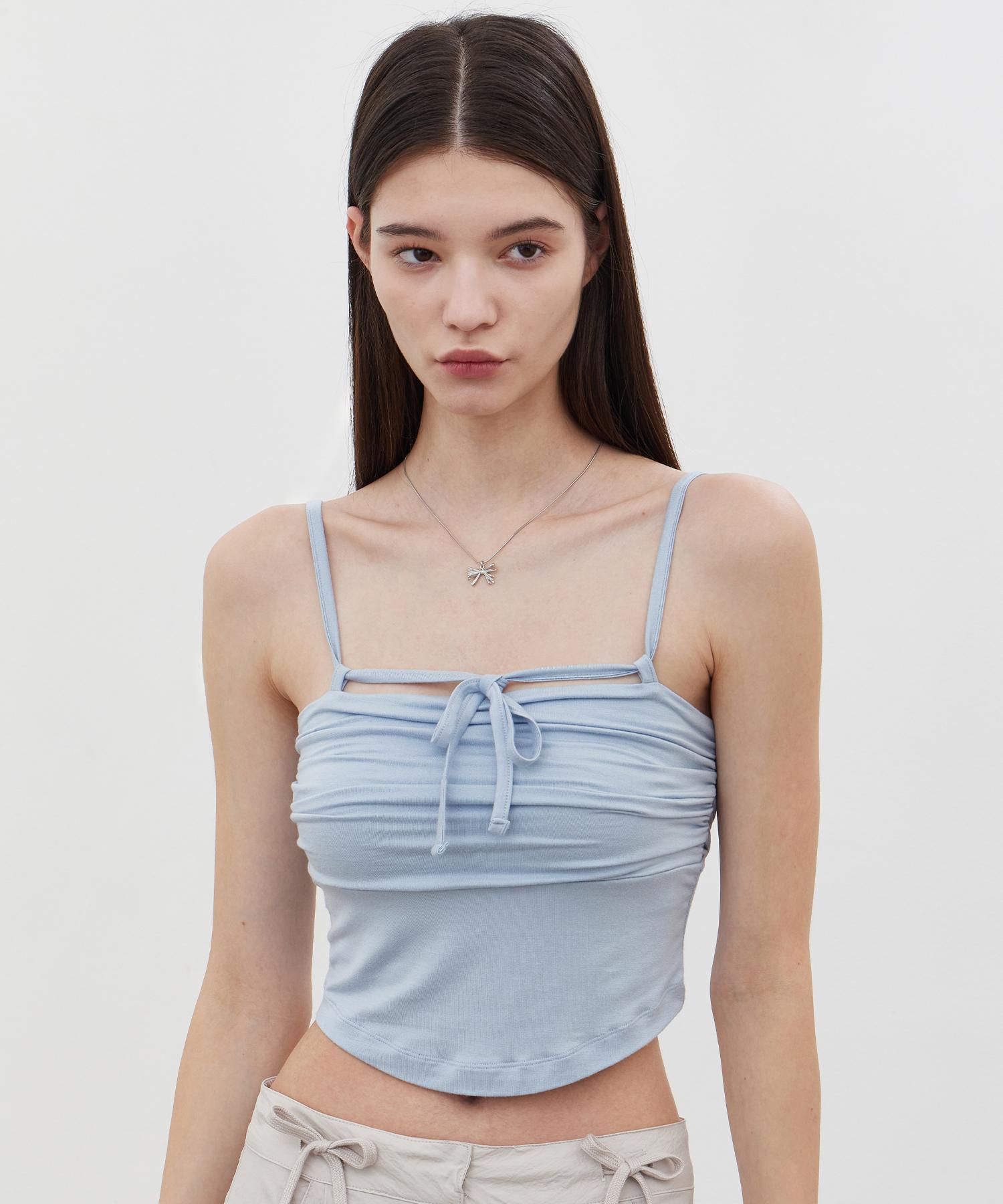 Itove Seoul Ribbon Shirred Bustier Top Bl Free