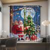 Set Of 2 Christmas Santa Claus Tree Pattern Printed Curtains Decorations Home Room Curtain Polyester Modern