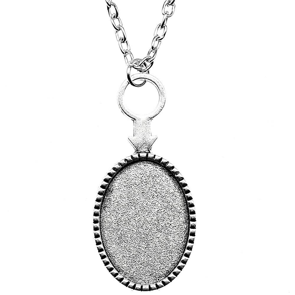 45cm Or 70cm Long Chain Necklace Oval Glass Cabochon Base Setting Tray Minimalist Jewelry Components QN054