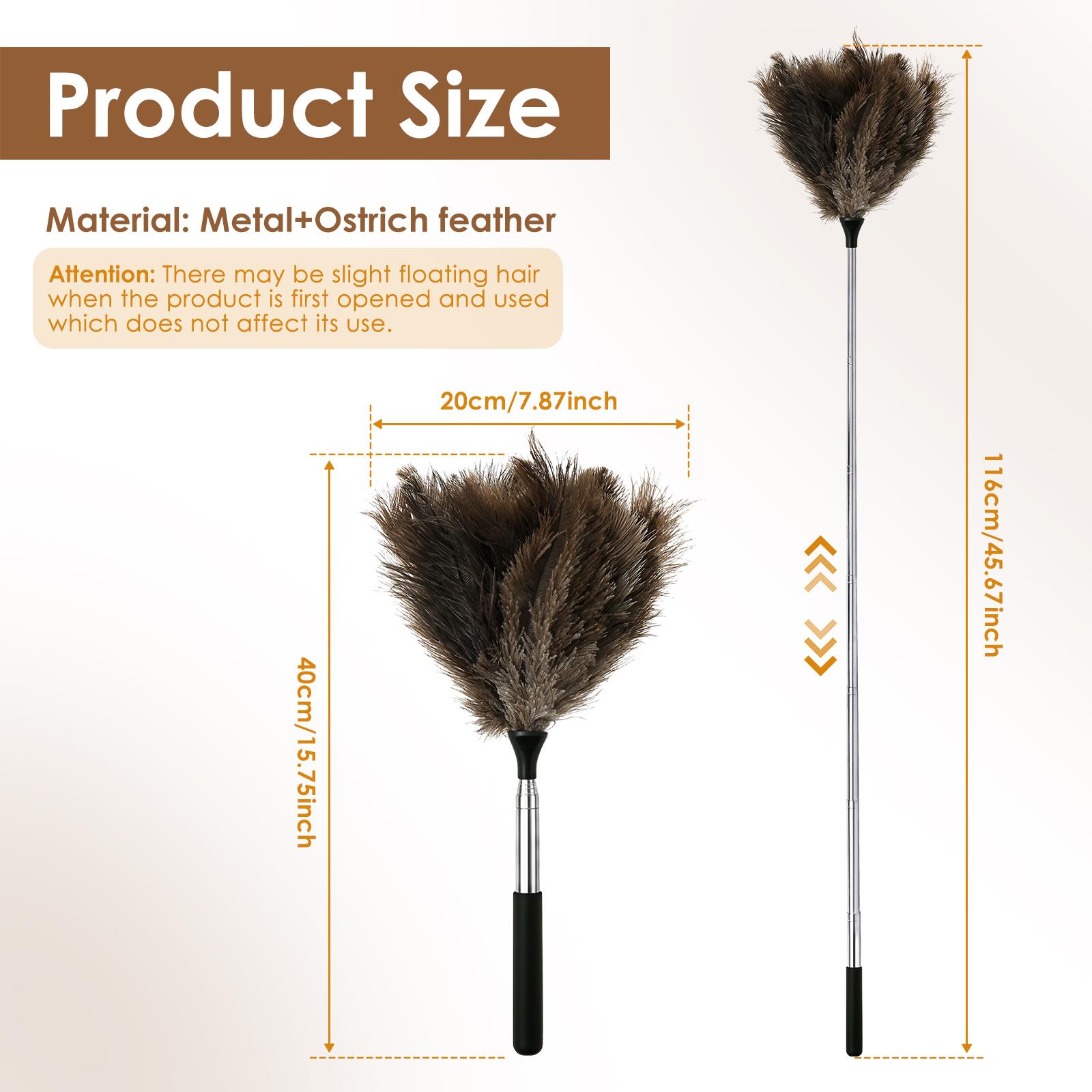 Feather Duster Ostrich Feather Duster with Extendable Metal Handle Anti Static Cleaning Tool Household Duster for Home Furniture