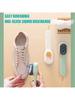 1pc Easy-To-Use White PP Multi-Functional Shoe Brush - Press-Type Built-In Liquid Dispenser, Soft Non-Destructive Bristles.