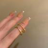 Vintage Style Gold-Plated Zircon Open Ring - Elegant Versatile Jewelry for Women
