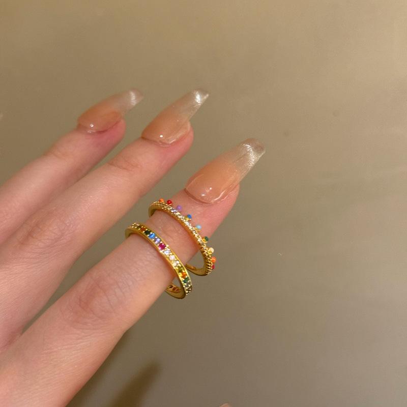 Vintage Style Gold-Plated Zircon Open Ring - Elegant Versatile Jewelry for Women