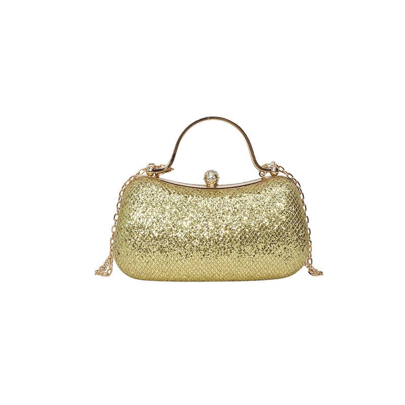 1pc New Fashion Chain Handbag Banquet Shoulder Slung Small Unique Handbag Gold Bag Dinner Bag Storage Bag