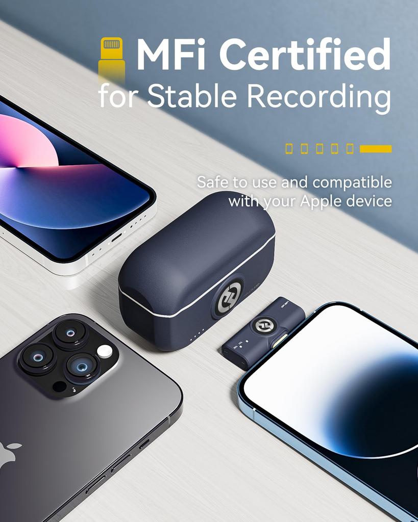 Hollyland Lark M2 Lightning Wireless Microphone, 48kHz/24bit HD Audio, 300m Range, 30H Battery, Noise Cancellation, for iPhone iPad Apple Device