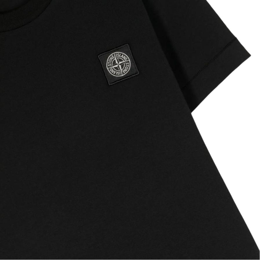 Stone Island T-Shirt Solid Color Crew Neck Short Sleeve Kids Tops Black 791620147-V0029