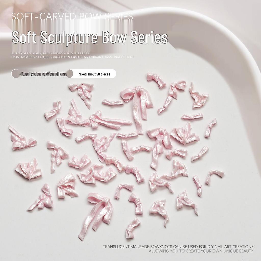 3D White Sculpted Butterfly Bow Nail Art Decoration