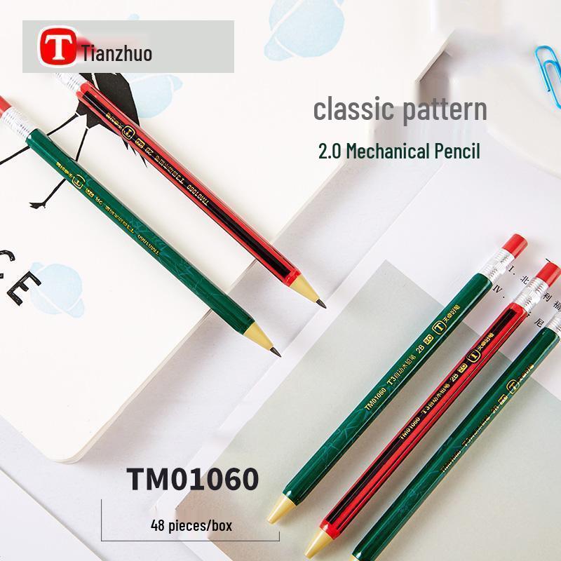 2B Push-Type Mechanical Pencil for Elementary Students, 2.0mm Thick Unbreakable Lead