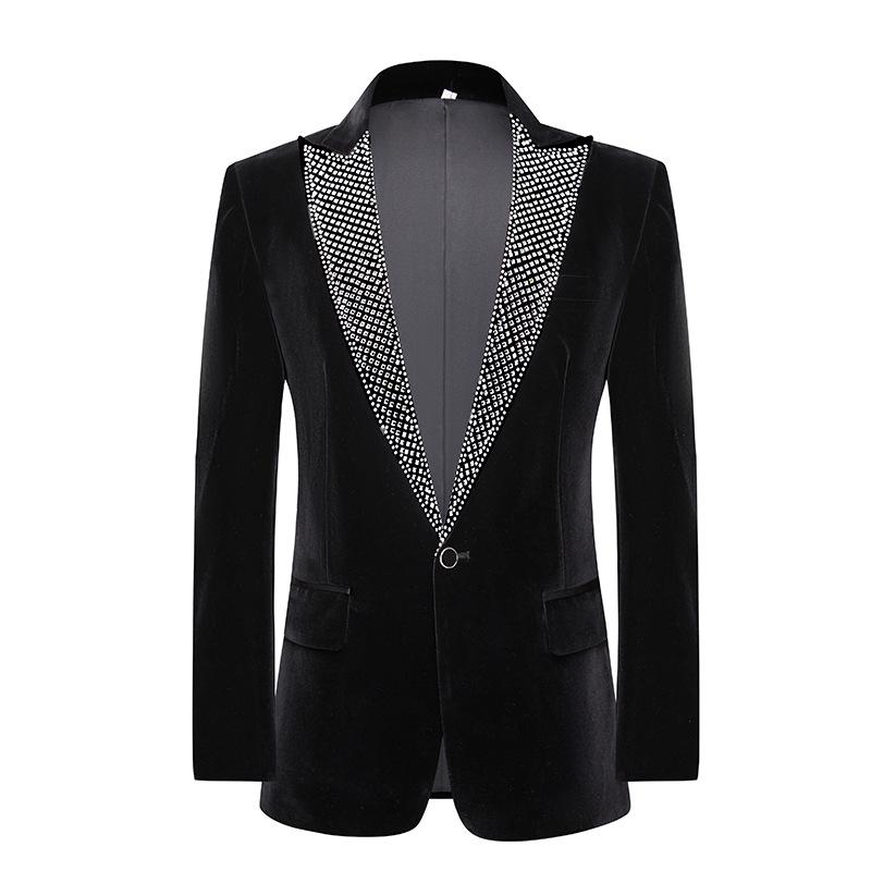 Giacca da abito nera slim fit da uomo per cantanti e presentatori