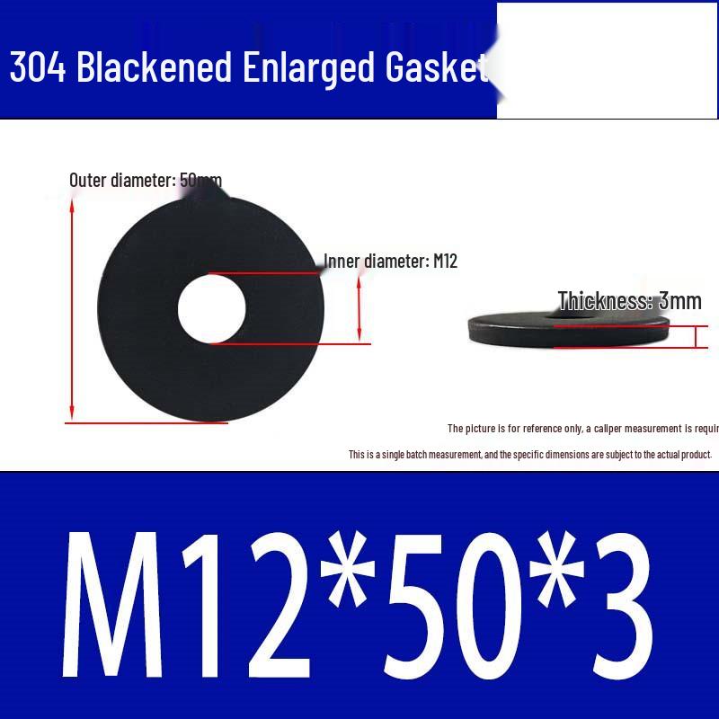 Large Black 304 Stainless Steel Ultra-Thin Oversized Flat Washer, Zinc-Plated