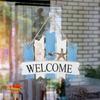 Zerodeko Door Handle Welcome Sign Front Door Hanging Sign Coastal Wall Art Decorative Door Board Farmhouse Welcome Sign Mediterranean Door Sign