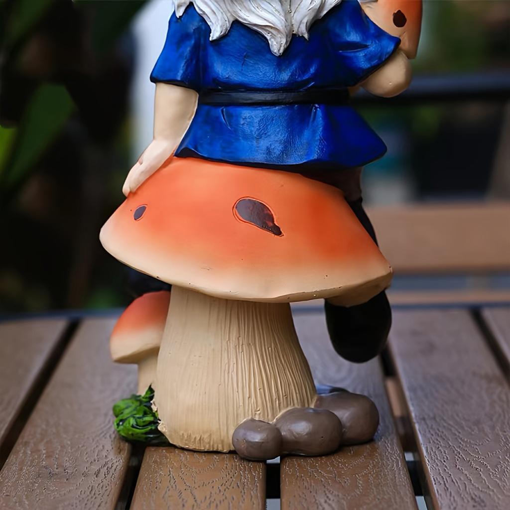 Garden Gnome Mushroom Statue Resin Ornament Outdoor Decor Birthday Gift Home Decoration