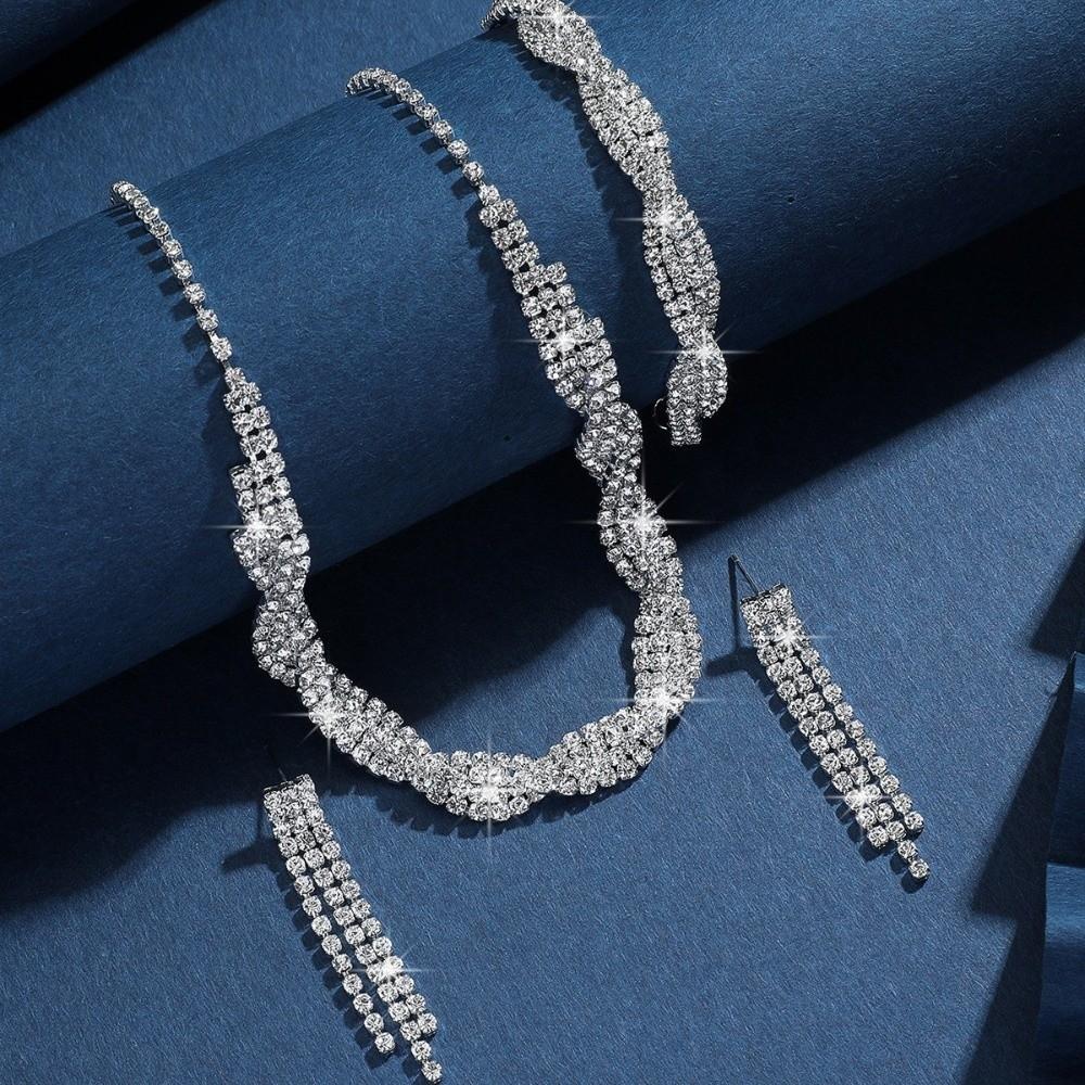 Luxury Bridal Jewelry Set Elegant Wedding Accessories Rhinestone Necklace  Wedding Banquet