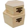 2 Pack Plain Unfinished Wooden Box, Hexagon Unpainted Wooden Jewellry Box DIY Storage Chest Treasure Case for Home Table Decoration