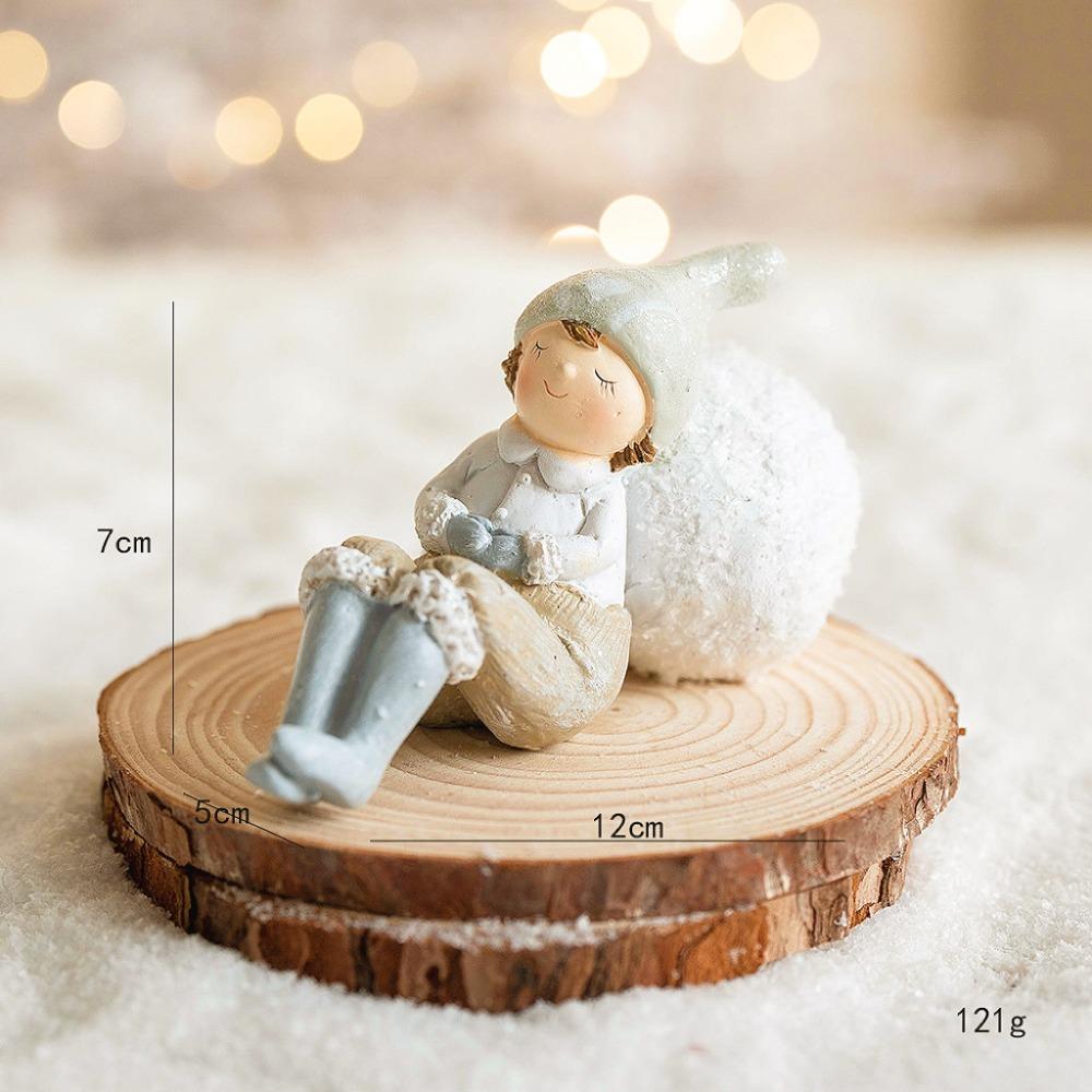 

Resin Christmas Scene Arrangement White Gold Pink Photography Props Angel Girl Desktop Decoration 5