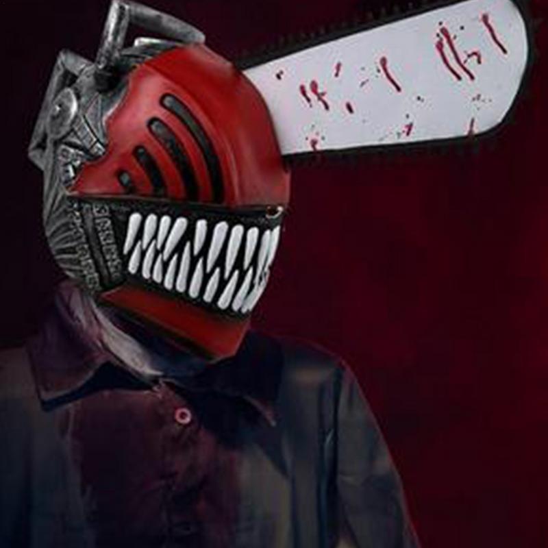 2025 Halloween Masque Anime Dress Up Masque With Chainsaw Latex Masque Costume Props Realistic Face Cover For Halloween Decor