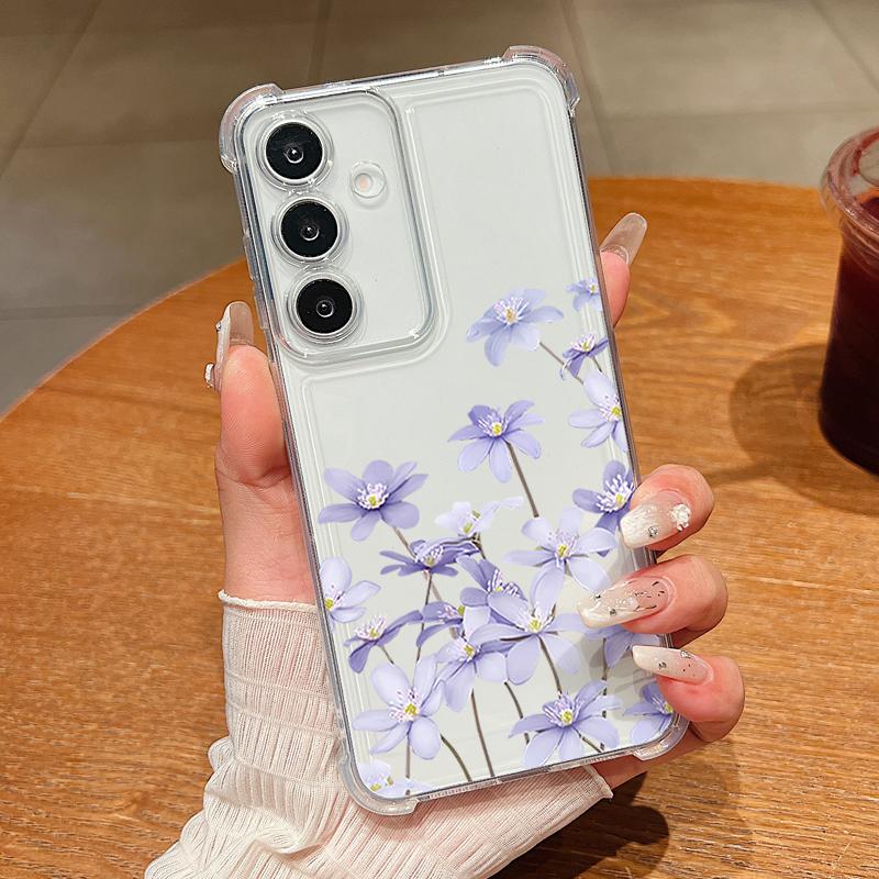 Small Flower Pattern Phone Case For Samsung Galaxy A57 A37 A17 A56 A16 A55 A36 A26 A15 A35 A54 A53 Clear Shockproof Soft Cover