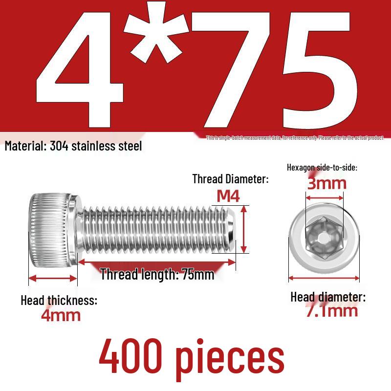 304 Stainless Steel Hex Socket Head Cap Screws, M2-M10, Extended Length
