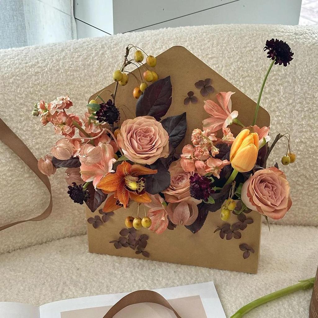 5Pcs Creative Envelope Flower Boxes Hand-folded Flowers Gift Bag Florist Bouquet Packaging Materials DIY Wedding Party Supplies