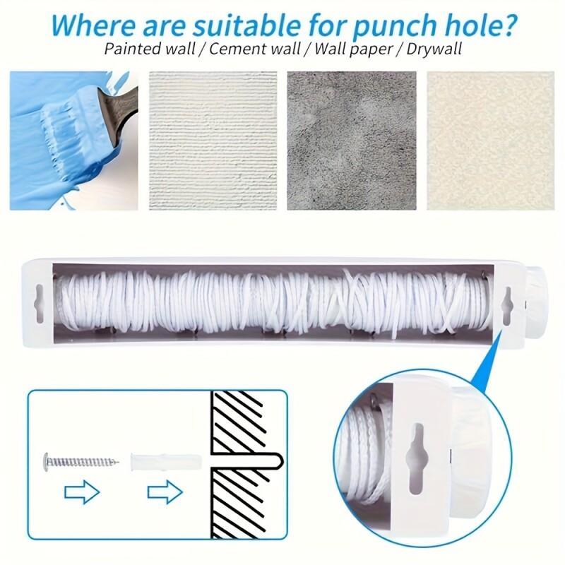 1PCRetractable Invisible Clothesline For Indoor Outdoor Bathroom Bedroom Balcony Living Room Pull Out Clothes Hanger Drying Rack