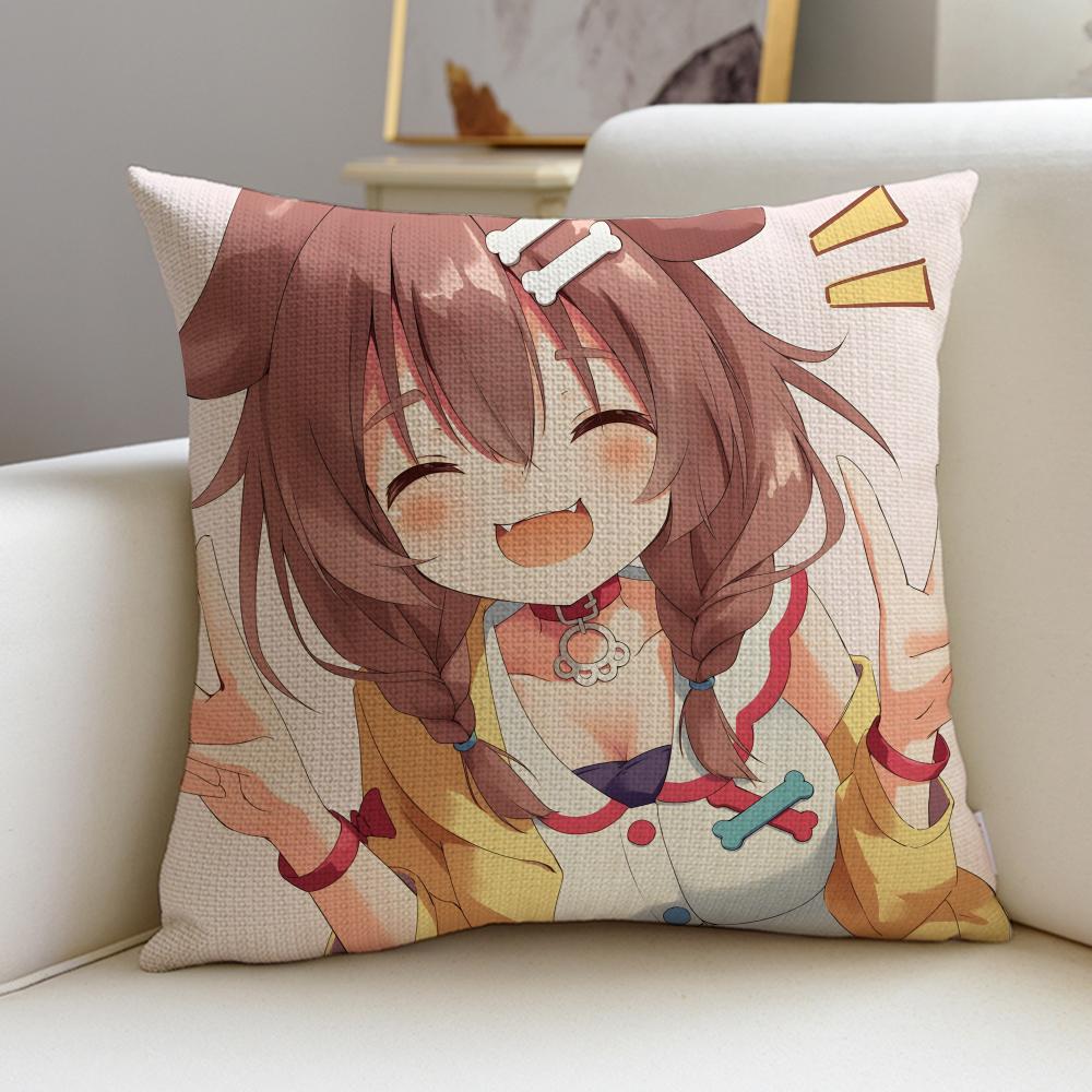 Energetic IInugami KoroneS Cushion Cover Breathable and Skinfriendly Linen Pillowcase Square Removable and Washable Cushion