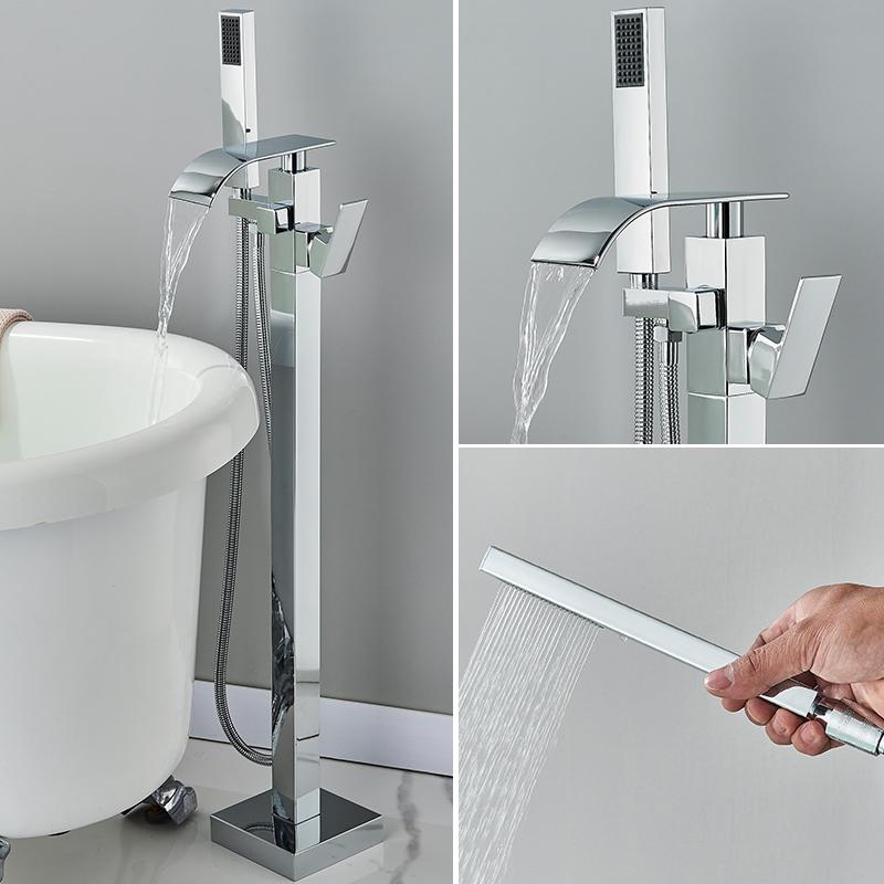 Matte Black Floor Standing Bathtub Faucet