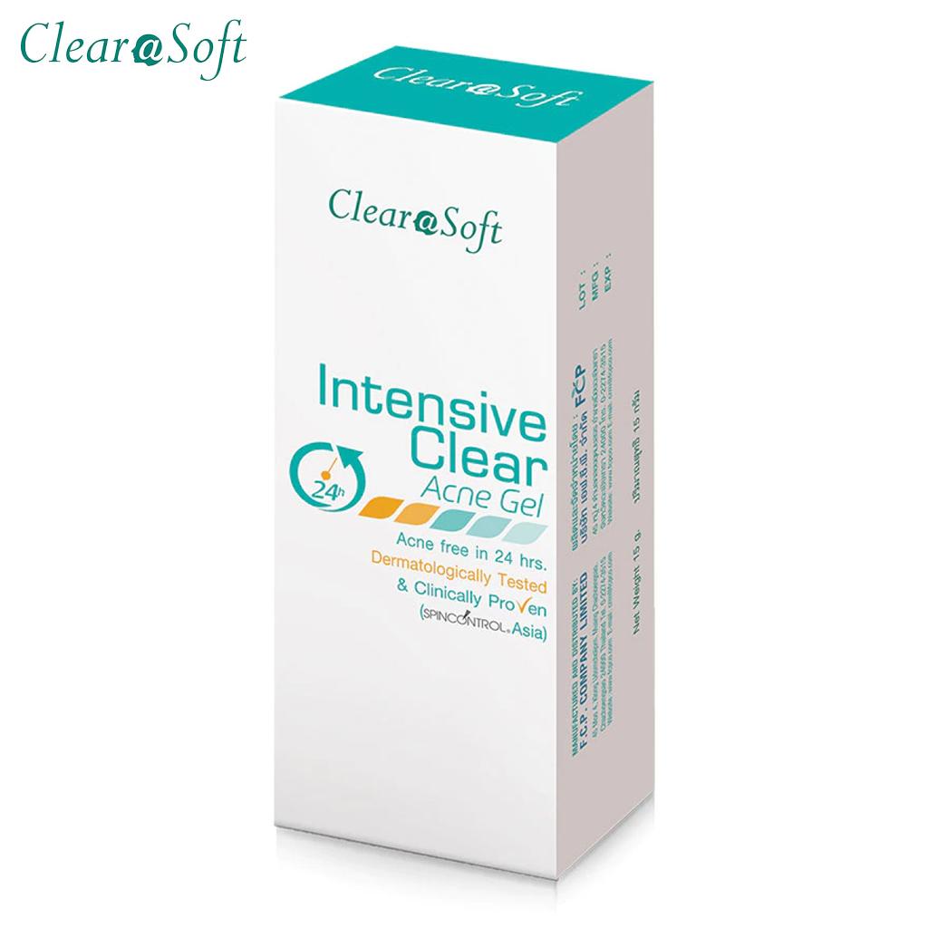 Clearasoft Intensive Clear Acne Gel, bez trądziku w 24 godziny, testowany dermatologicznie, bez parabenów, bez barwników, bez substancji zapachowych, 15 g.