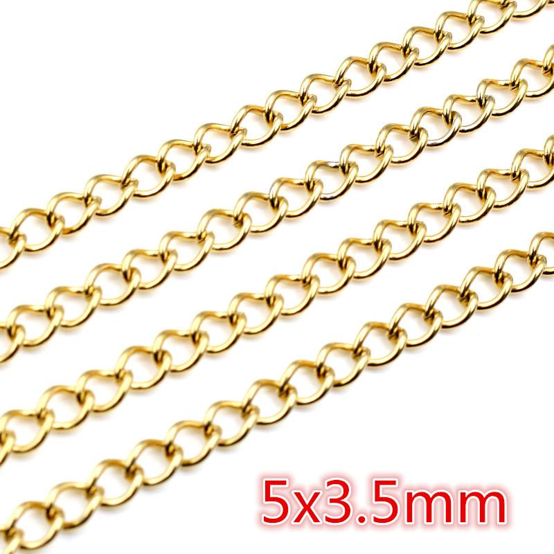 5 Meters/Lot Never Fade Stainless Steel Gold Plated Necklace Chains For DIY Jewelry Findings Making Materials Handmade Supplies