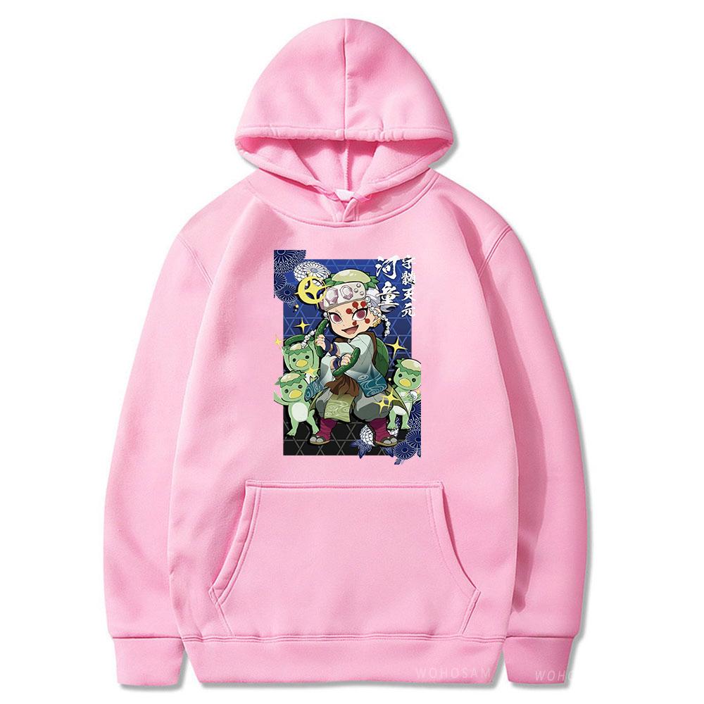 Uzui Tengen Demon Slayer Hooded Sweatshirts Kawaii Cartoon Print Pullover Casual Women Men Fashion Oversized Teenager Patchwork Clothes