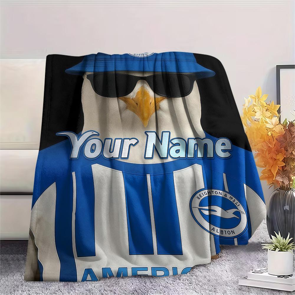 1PC Brighton Hove Albion Custom Name Patterned Flannel Blanket Suitable For All Seasons For Home Decor Warmth And Comfort Gifts Holiday Present