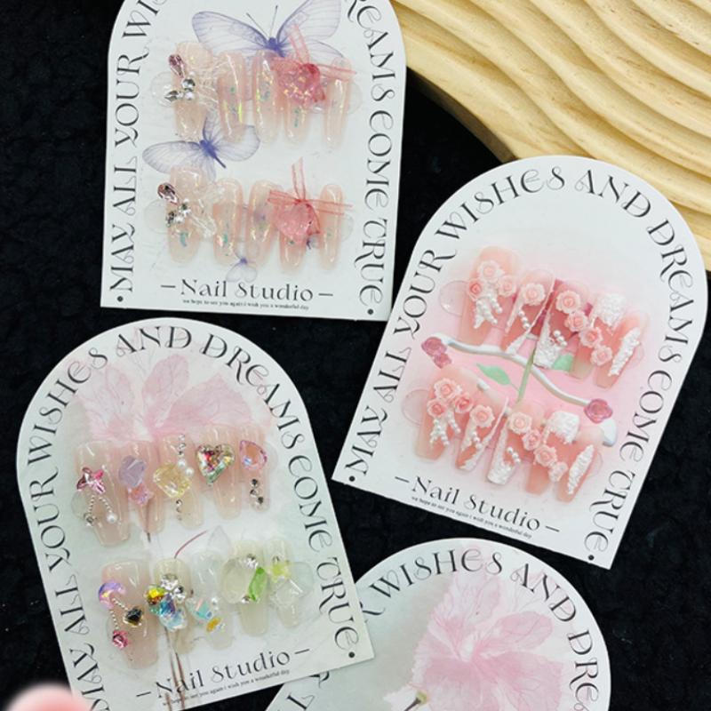 50Pcs Press On Nail Bottom Cardboard Cards Nail Art Display Board Manicure Package Card Photo Props Card False Nail Tips