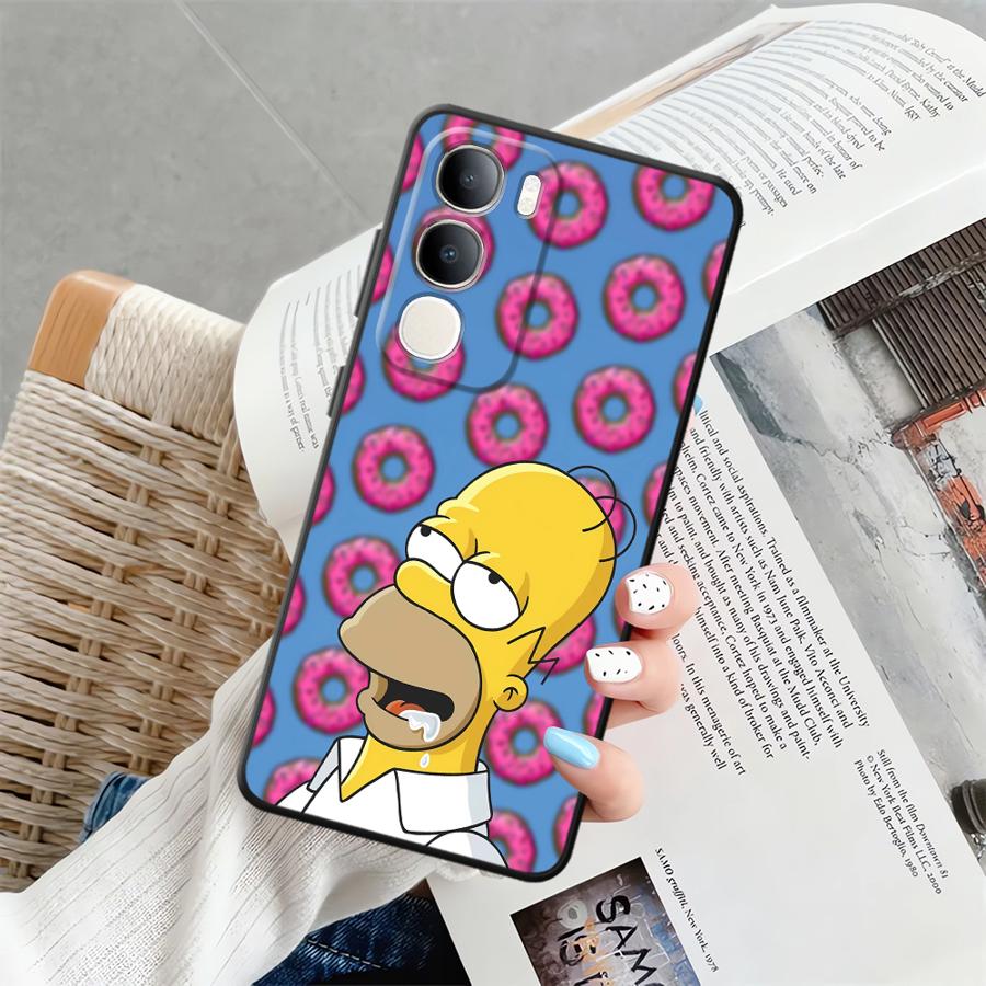 Phone Cover Case for Vivo V21E V23 Y53S V27 Y52S Y93 Y51S Y78 Y71 Y91 Y50 Y95 V29 Y75 Y81 V25 V30 S-simpsons Donut